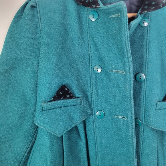 Rothschild Girls Teal Coat with Black Collar Vintage Retro SZ 6X - Picture 3 of 10